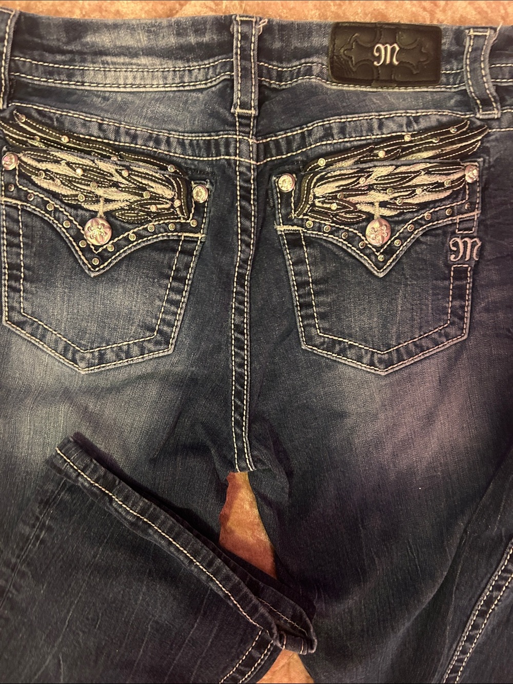 Miss Me Embellished Dark Blue Midrise Easy Bootcut Jeans